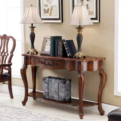 Brown Trapezoidal Solid Wood Console Table
