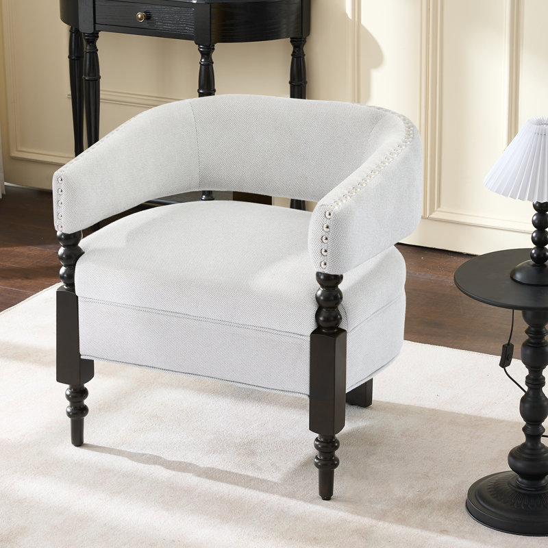 Barrel Upholstered Armchair, Light Gray