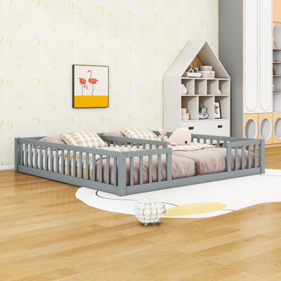 Double Twin Floor Bed With Guardrails