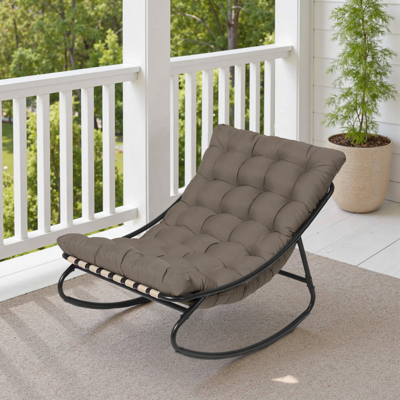 Outdoor Modern Metal Framed Upholstered Patio Lounge Chairs, Coffee