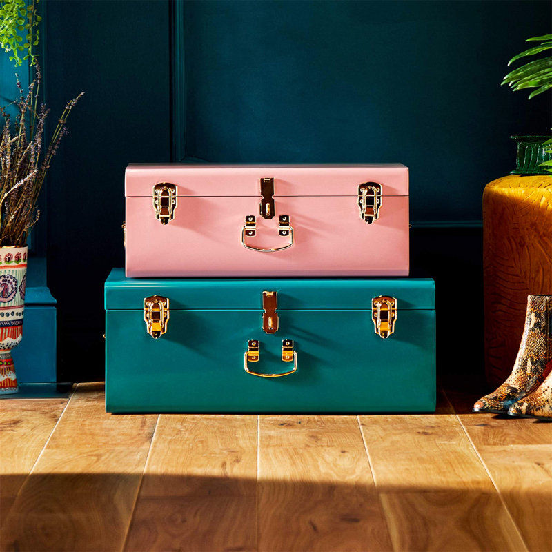 2 Piece Accent Trunk Set, Pink/Blue