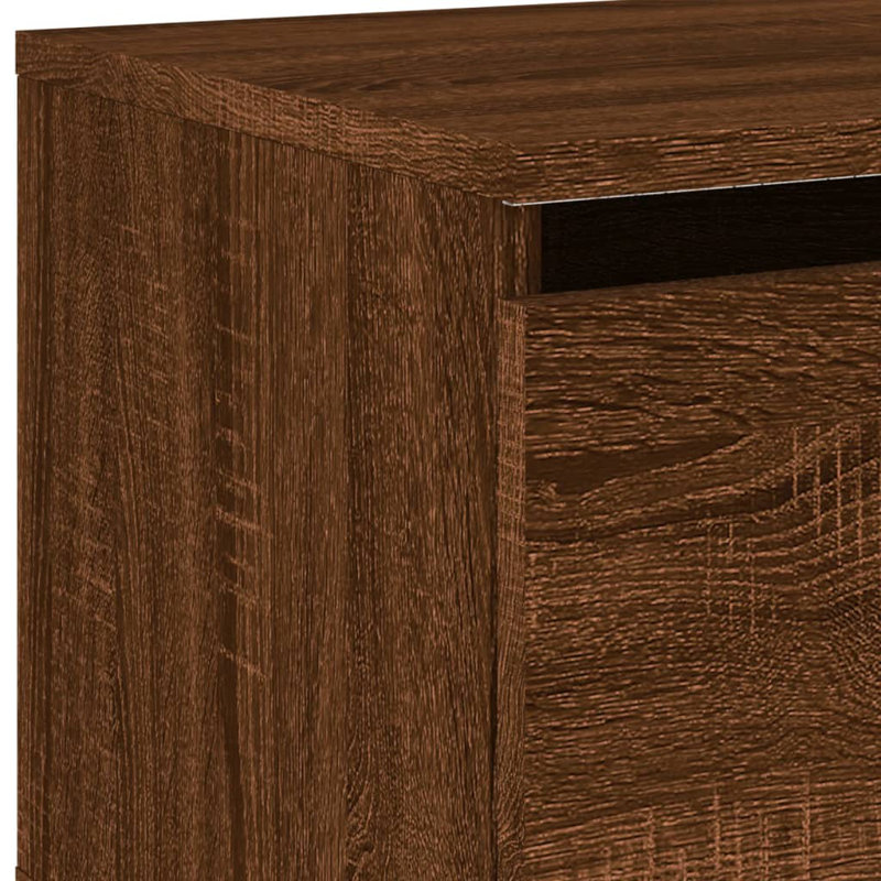 Brayle 50cm W Engineered Wood Bedside Table, Brown Oak