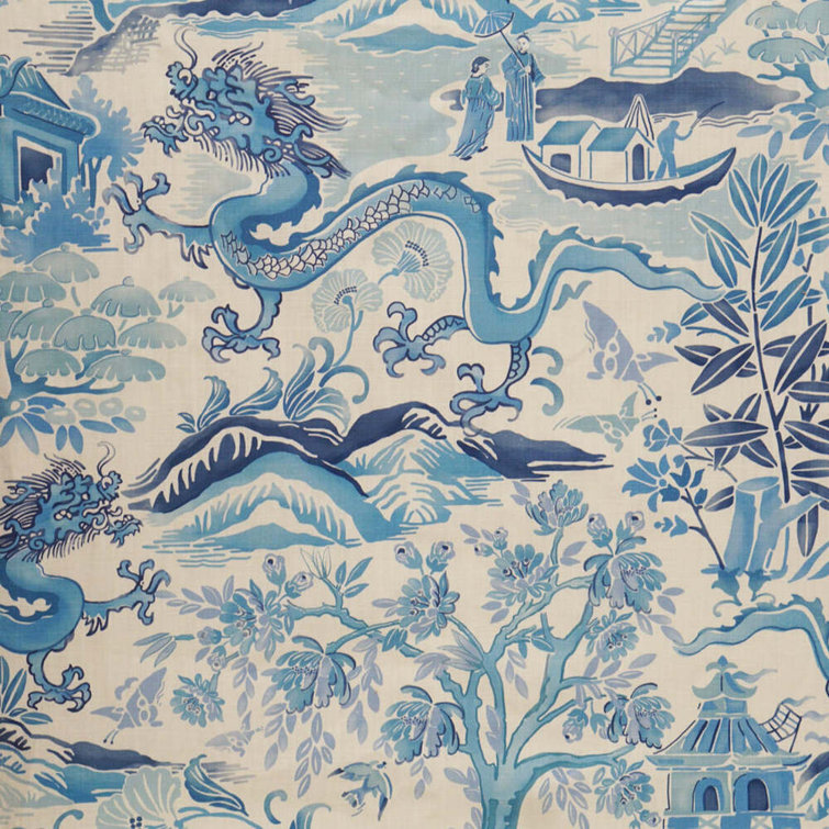 Gardens of Chinoise Fabric in Porcelain Blue