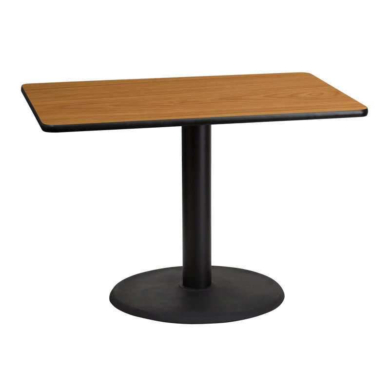 Carrus Rectangular Laminate Dining Table Top with Round Base, 31.12" H x 42" W x 30" D, Natural