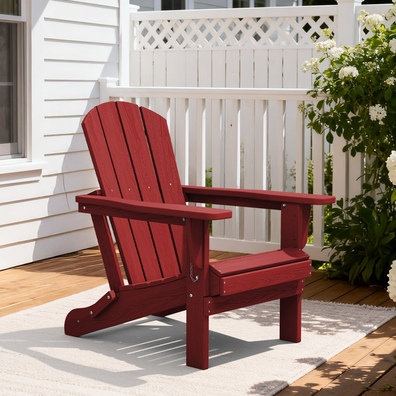 Clitheroe Foldable HDPE Adirondack Chair, Burgandy