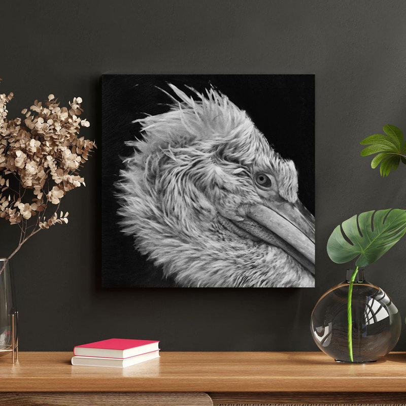 «Greyscale Photo Of Big Bird», reproduction d'art graphique sur toile tendue, H 12 po x l 12 po x P 2 po