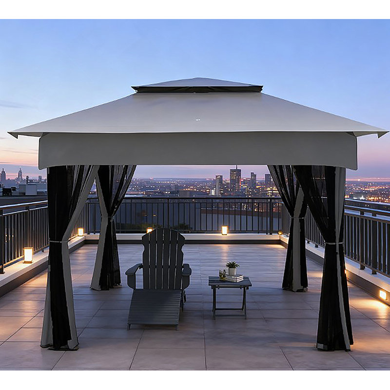 Pavillon de jardin pliable facile à installer, abri de jardin escamotable avec filet à fermeture éclair, sac de transport