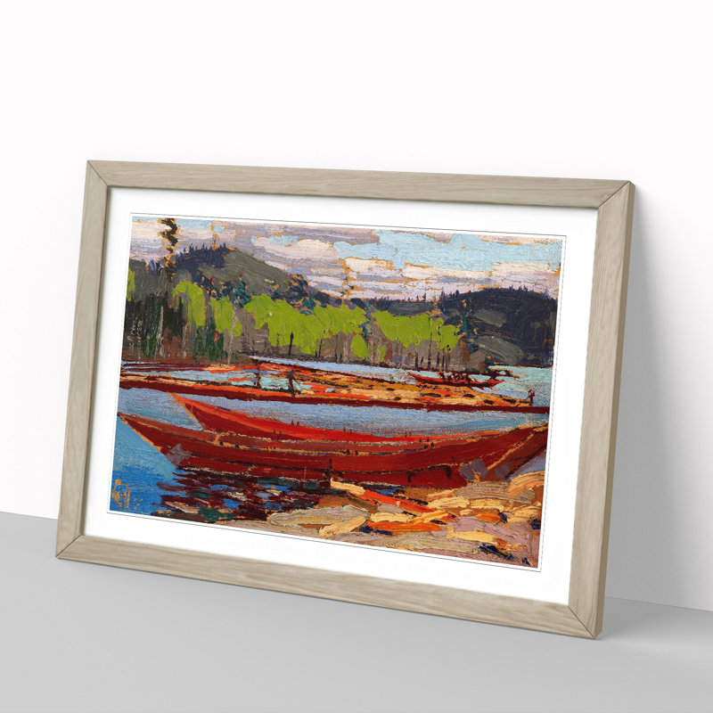 Bateaux by Tom Thomson - Picture Frame Painting, 48cm H x 65cm W x 2cm D, Oak Framed