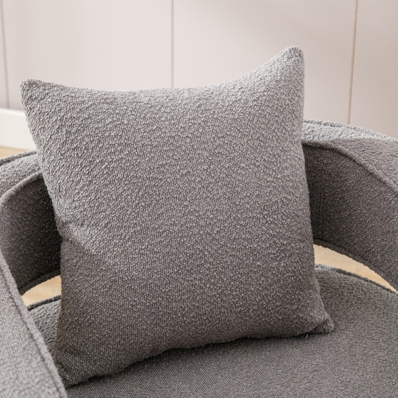 29 inches Wide  Swivel Barrel Chair, Gray Boucle