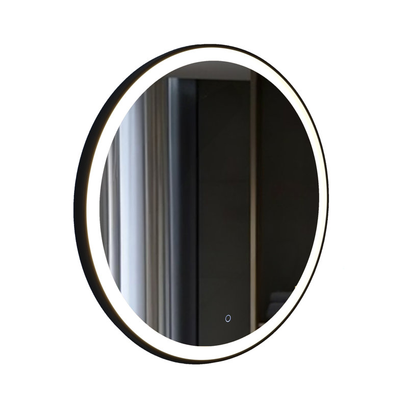 Jeng Metal Round Wall Mirror, Brushed Black, 36" x 36"