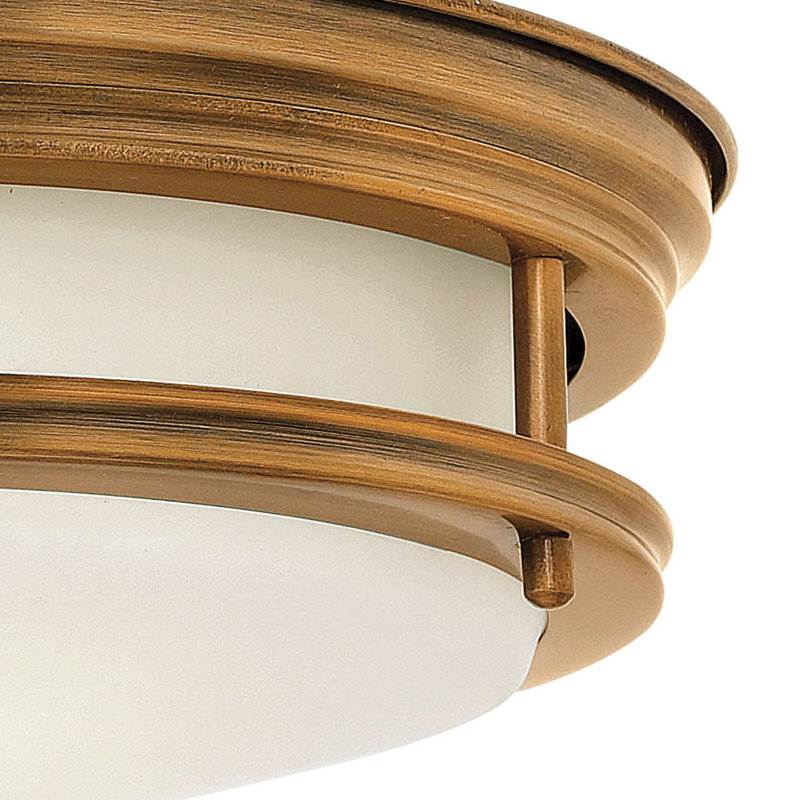 Hadley Two-Light Flush Mount Ceiling Light, Brushed Bronze, Incandescent, White