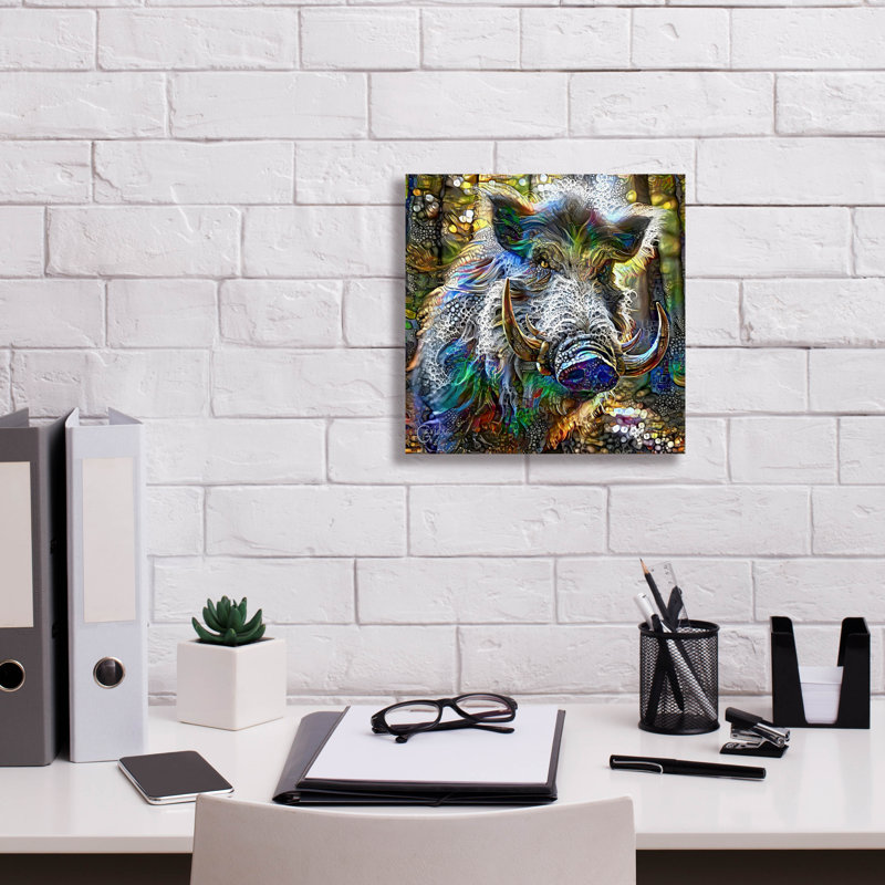 «Wild Boar» par Pedro Gavidia, art mural, H 12 po x l 12 po