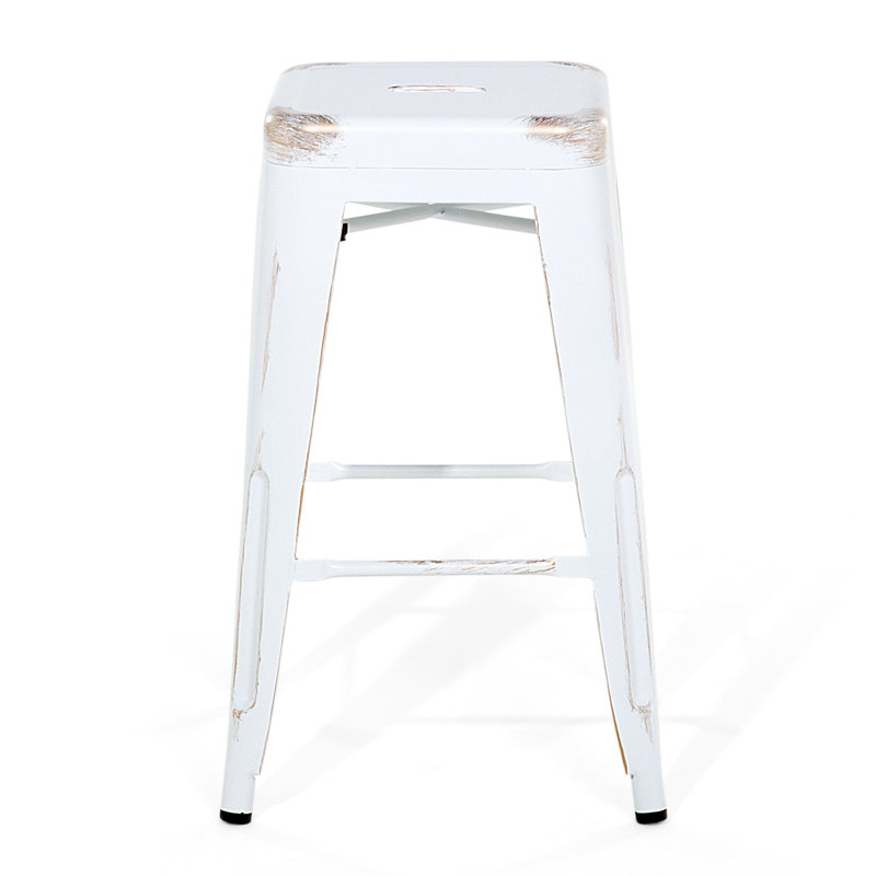Redcar Counter Stool with Metal Frame, 60cm H x 40cm W x 40cm D, White/Gold