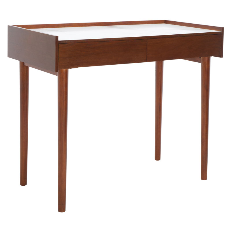 Attis Writing Desk, Brown, White Marble
