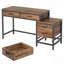 Bureau d'ordinateur 51 po réversible avec 5 tiroirs et classeur, bureau à domicile rustique avec support pour imprimante, table d'écriture industrielle avec rangement pour petits espaces