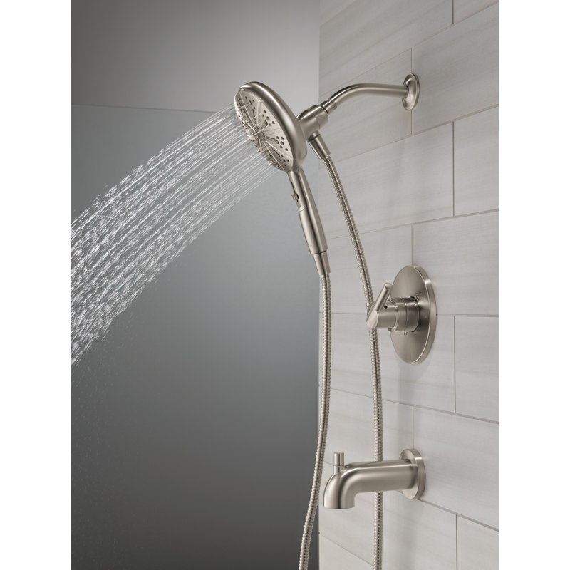 Ensemble de robinet de baignoire en nickel brossé avec pomme de douche à main Nicoli 14 Series, ensemble de garniture de valve, acier inoxydable (valve incluse)
