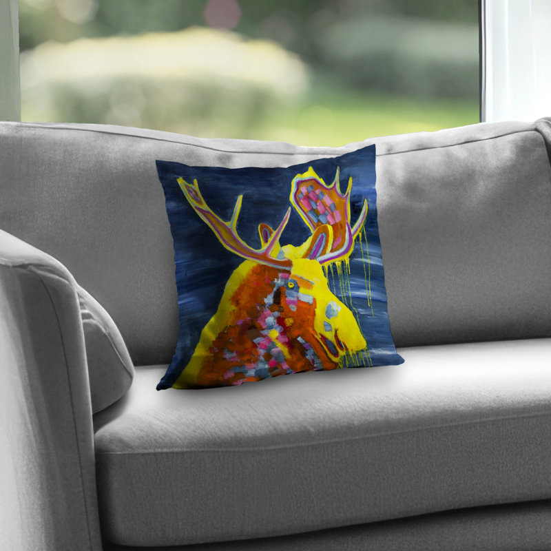 Colorful Moose - Wildlife Orange Poly Twill Throw for – Throw Pillow Cover Only, Double-Sided Print, Insert Not Included