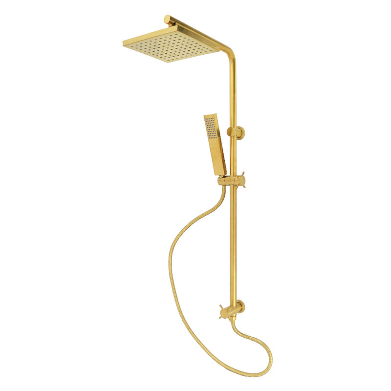 Kingston Claremont Wall Mount Rain Drop Shower System With Hand Shower, Brushed Brass