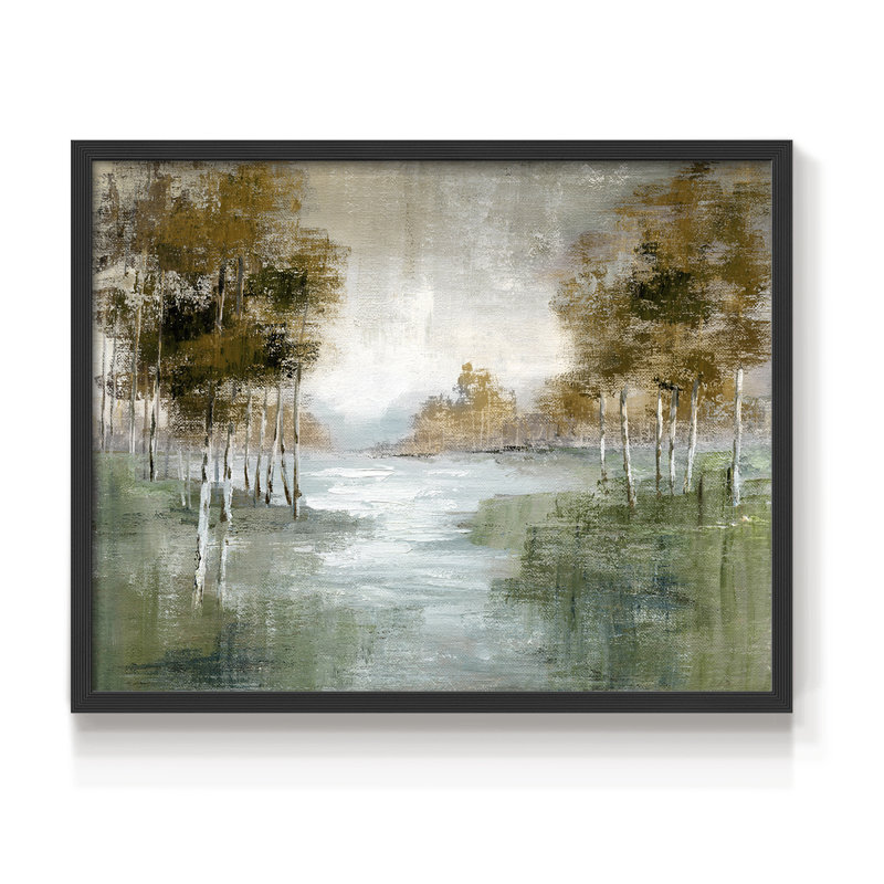 «Fall Birch River» - reproduction encadrée - réversible, H 11 po x l 14 po, Noir