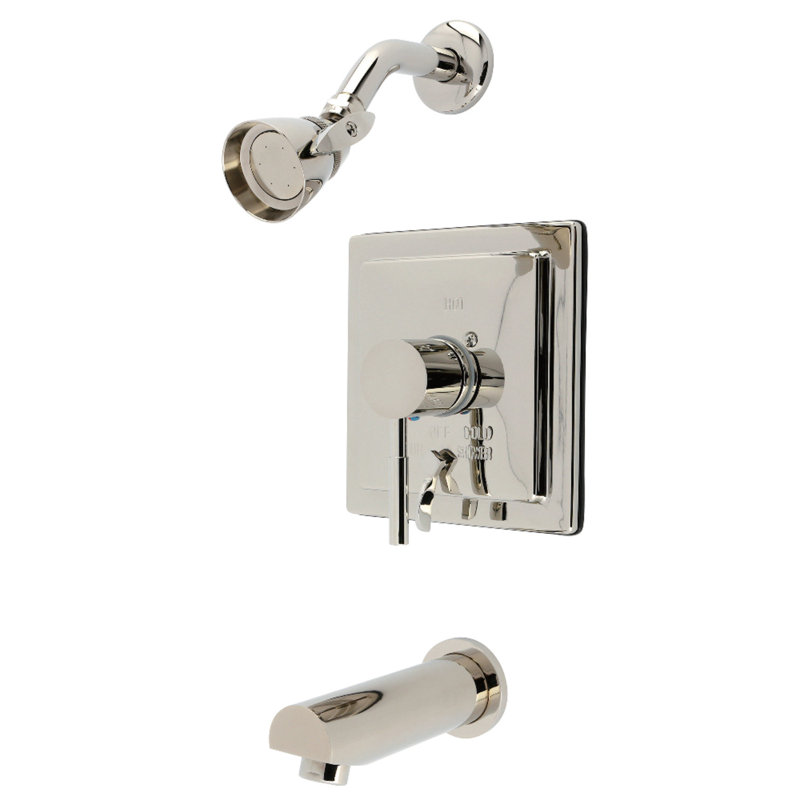 Kingston Brass Concord Single-Handle Pressure Balanced Tub and Shower Faucet, Polished Nickel