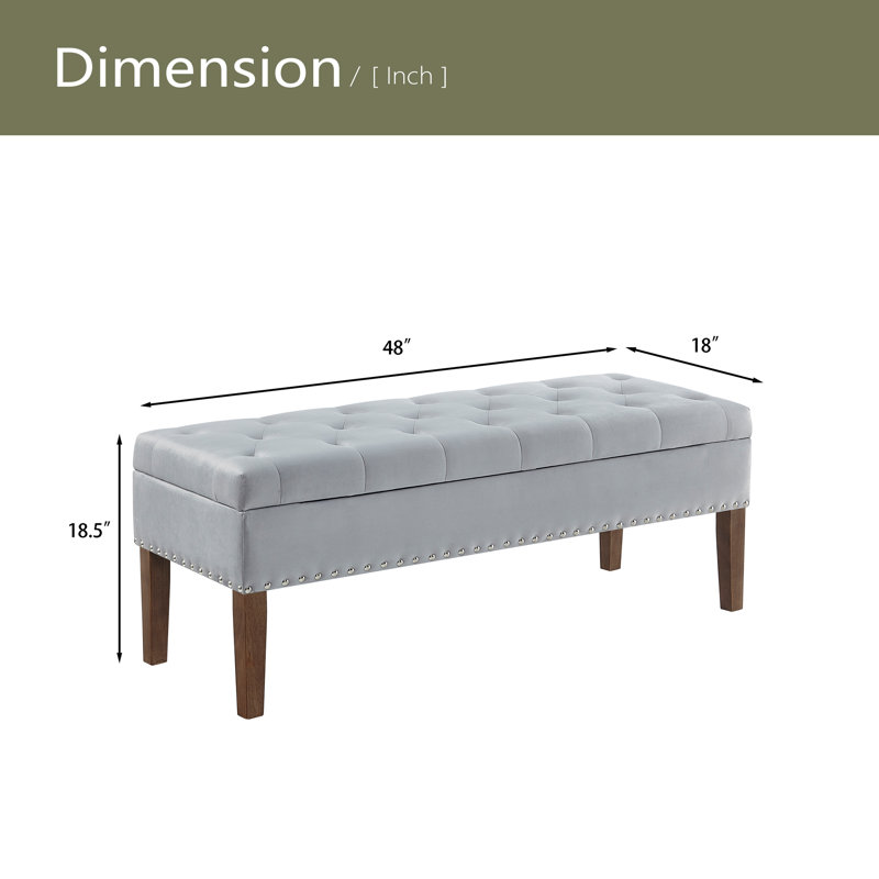 Banc capitonné avec rangement, Gris