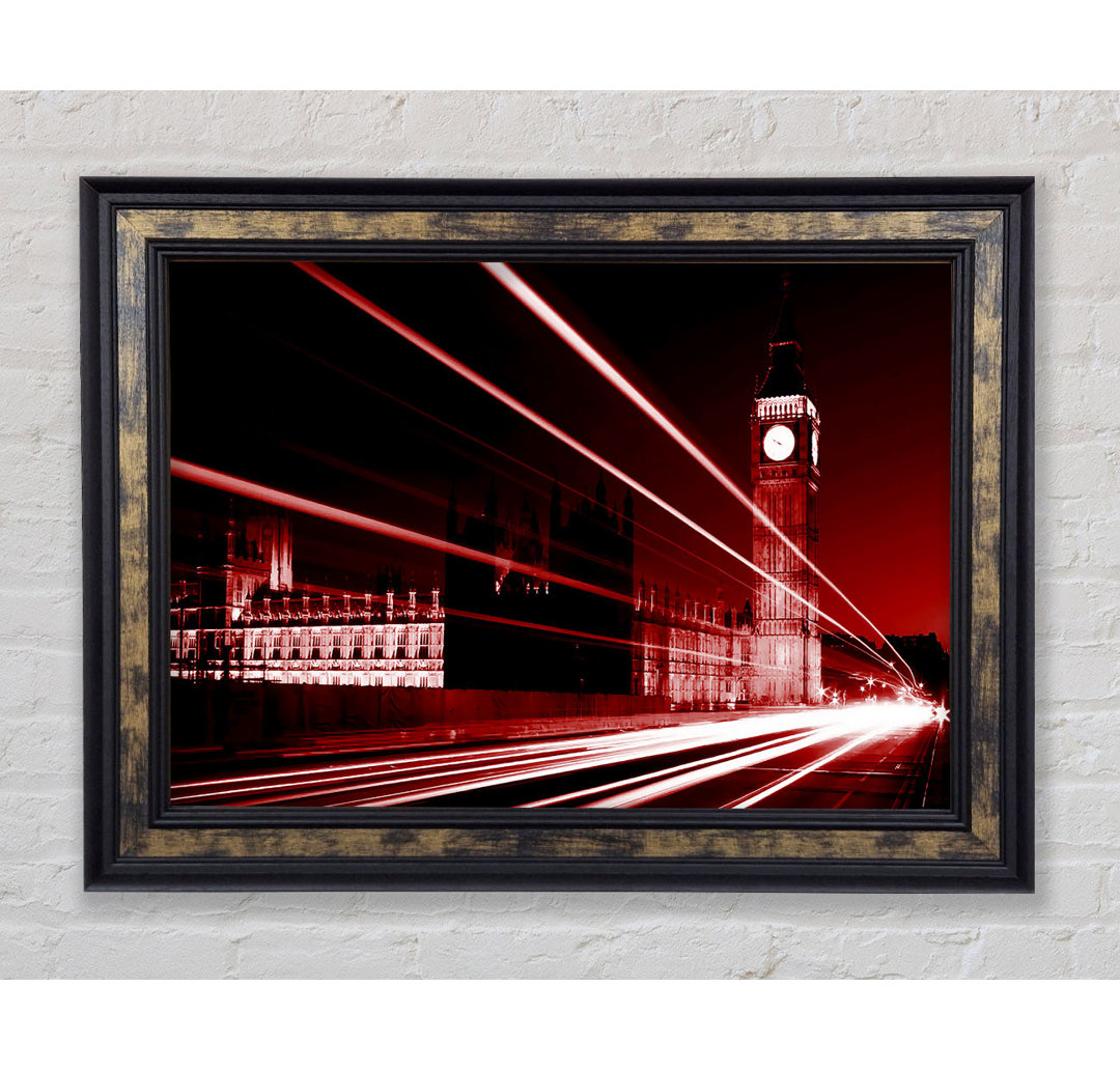 London Big Ben City Lights Red - Einzelner Bilderrahmen Kunstdrucke