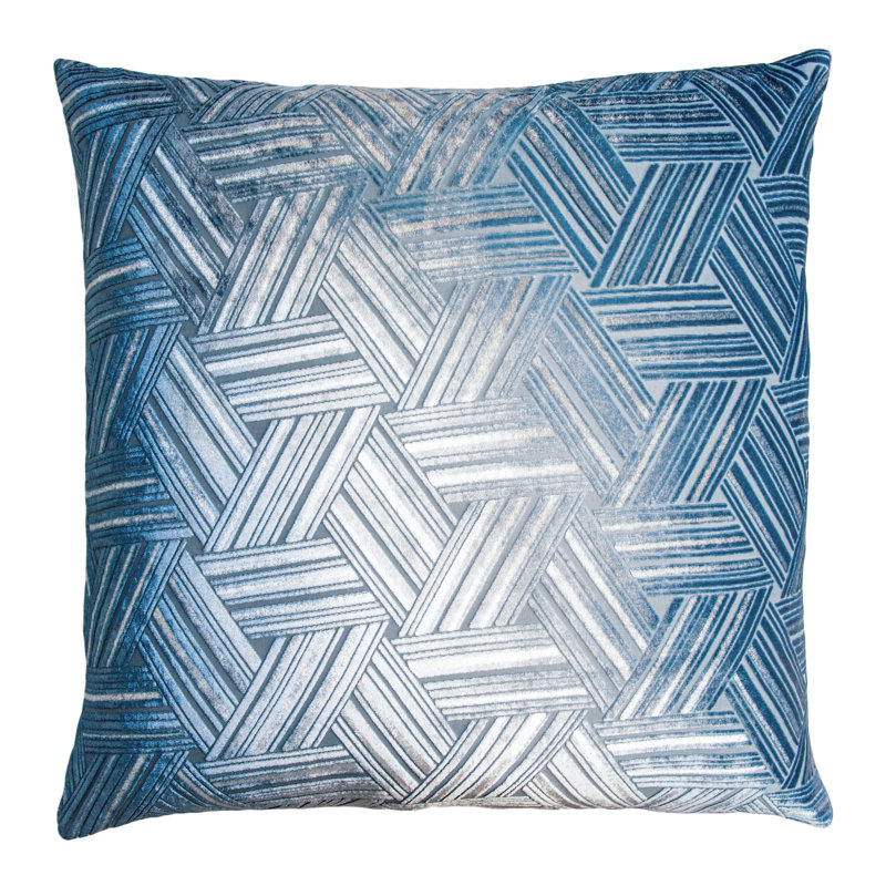Entwined Square Velvet Pillow Cover & Insert, Denim, 18" x 18"