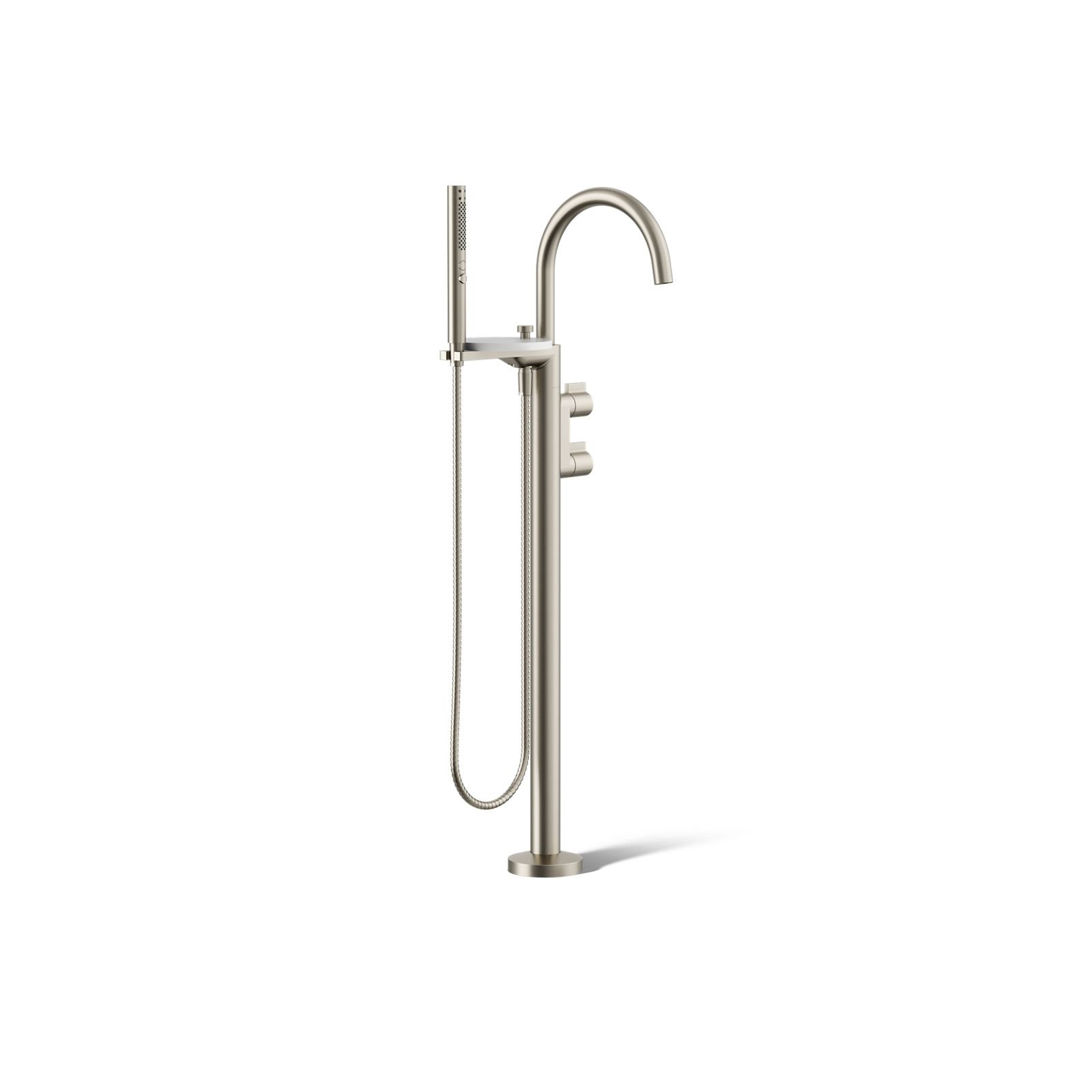 Components Floor-Mount Bath Filler Trim, Vibrant Brushed Nickel, Knob Handle
