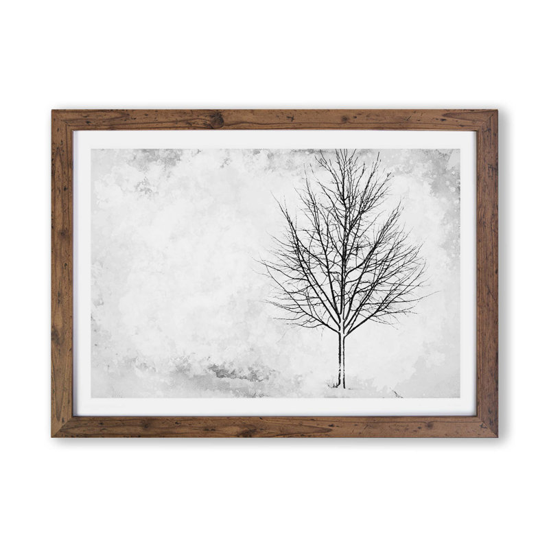 Lone Tree at Winter - Framed Print, Walnut, 45cm H x 63cm W x 2cm D