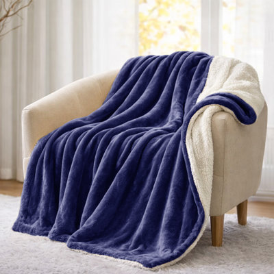 Oxford Homeware Sherpa Fleece Fur Reversible Thick Throw Blanket