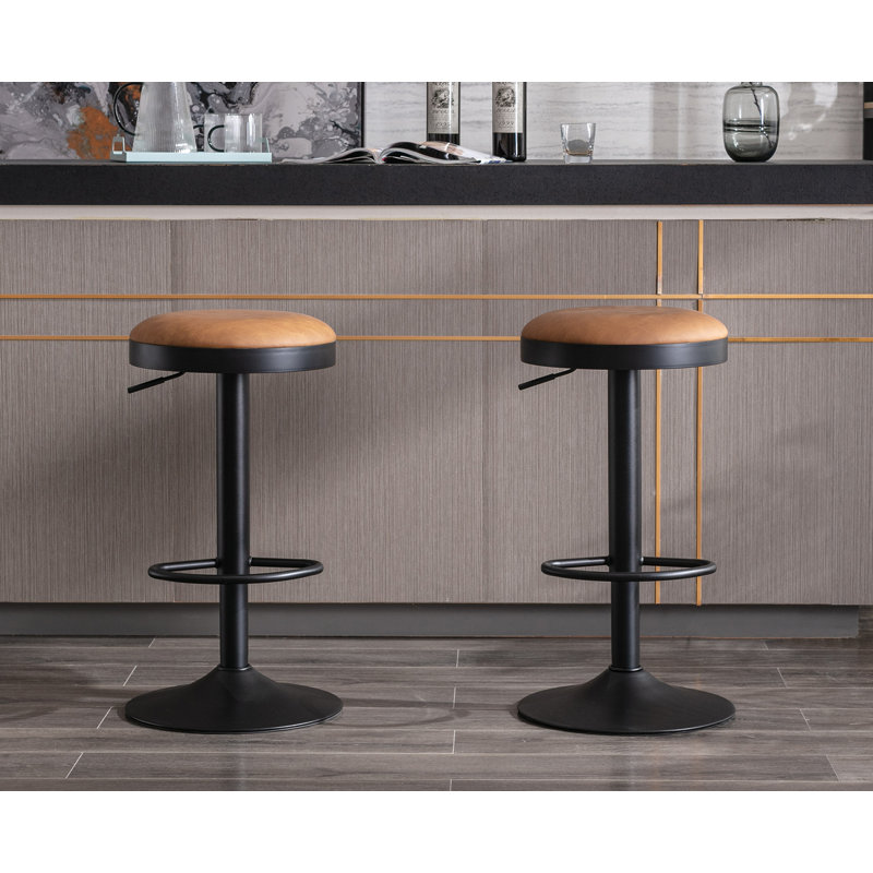 Reld Swivel Adjustable Height Stool, Brown