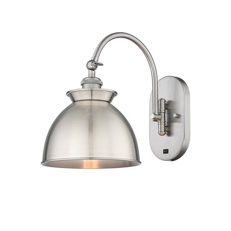 Bras pivotant en acier Gustau, Incandescent, Nickel satiné brossé, Nickel satiné brossé