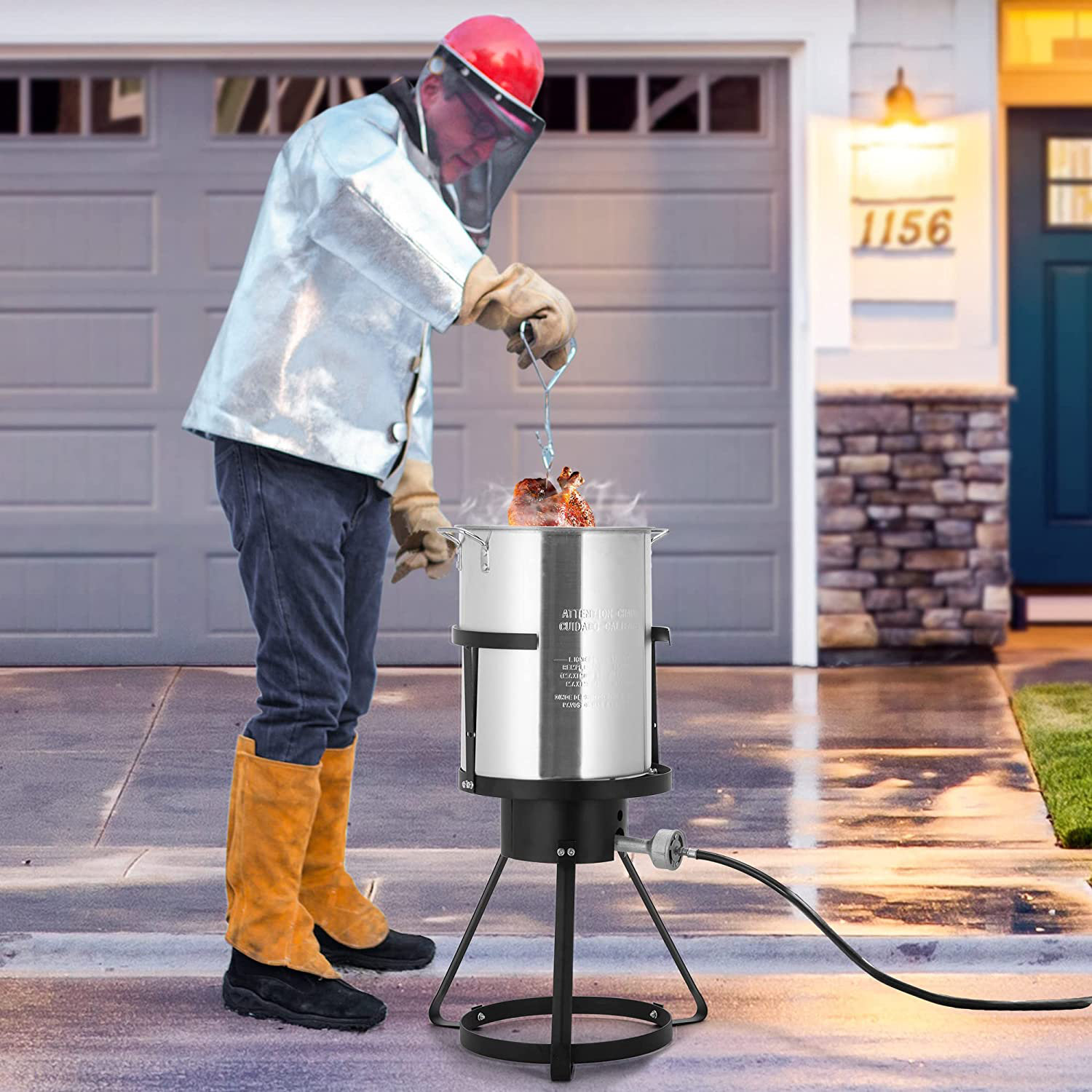 VIVOHOME 30 Qt. Aluminum Turkey Deep Fryer Pot with Injector