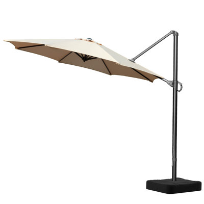 Olilawn 10-Foot Cantilever Patio Umbrella with Base, 360° Rotation, Unlimited Tilt, Heavy-Duty Frame, Suitable for Patios, Pools, Backyards, Gardens, etc.