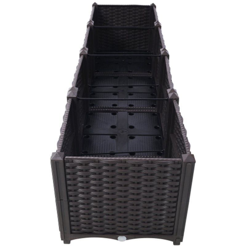 Deep Raised Plastic Planter Box with Self-Watering Feature, 14.7" H x 63" W x 15.7" D