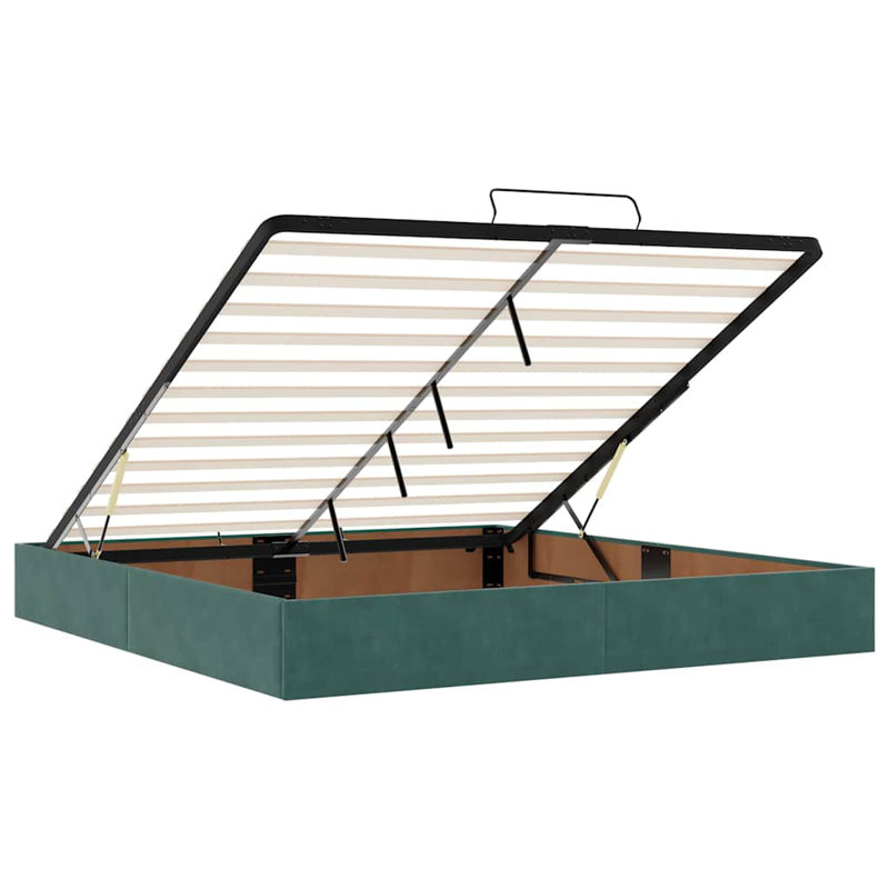 Solid Wood Bed Frame, Dark Green