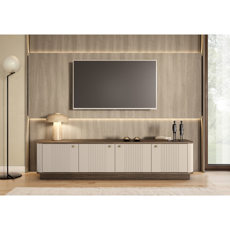 Vesper Unfinished TV Stand for TVs up to 55", Brown/Beige/Gold