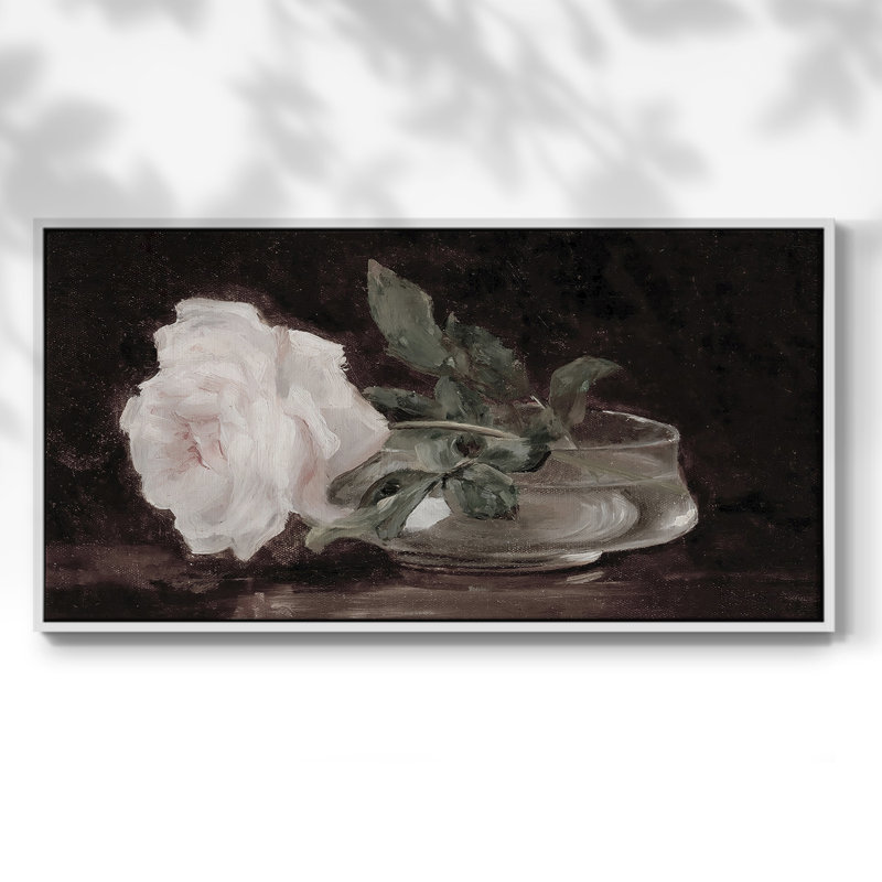 Botanical Series-CD XXXII - Toile tendue avec châssis encadré - Prêt à être accroché, H 25 po x l 49 po, Blanc