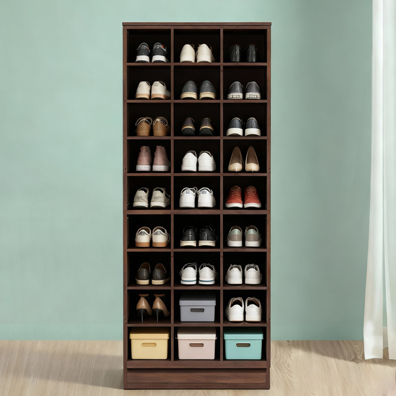 25.6" Wide Modern Shoe Storage Cabinet, Espresso
