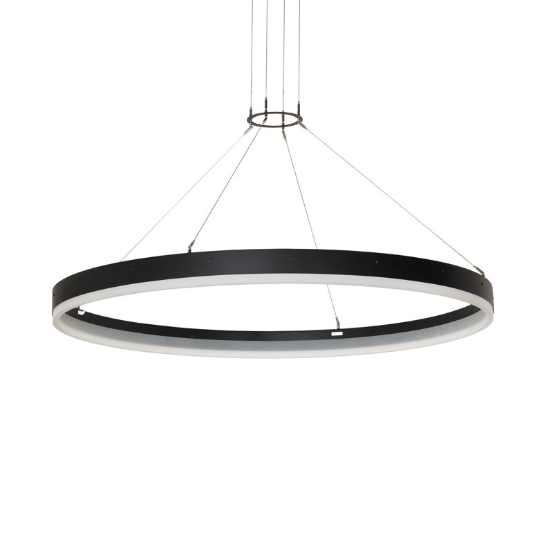 108" Textured Black LED Pendant Light with White Idalight Shade