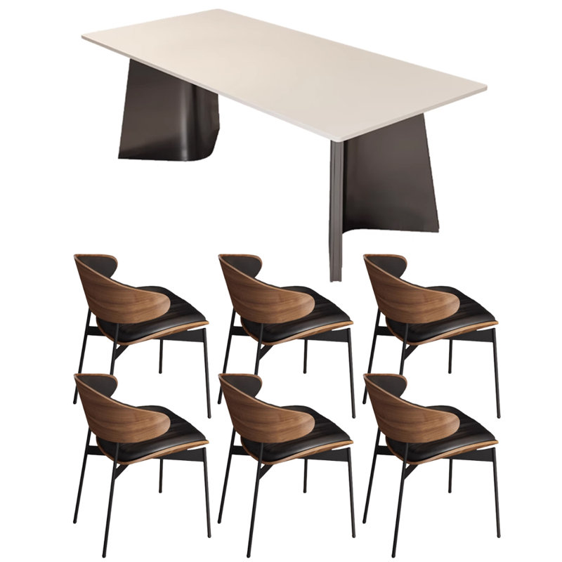 Pure white Rock Slab Tabletop Rectangular Table, 29.52"H x 70.86"L x 35.43"W