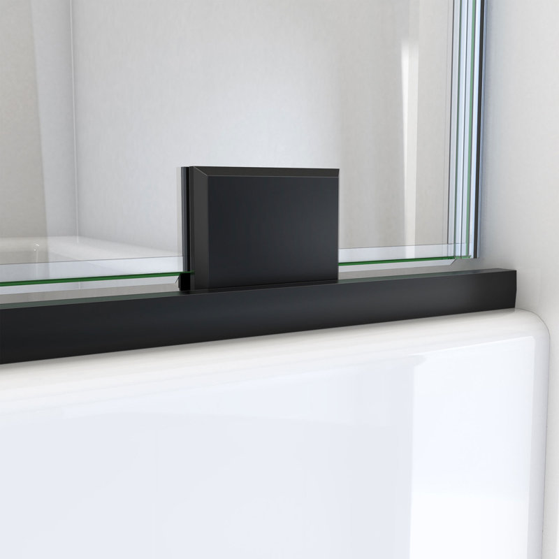 DreamLine Mirage-X 55 - 59 inch W x 58 inch H Frameless Sliding Tub Door, Matte Black/ Clear