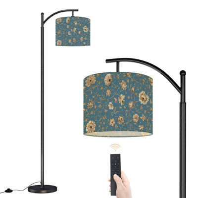 Lampe sur pied à arc avec abat-jour réglable Vintage Floral Gold Lampe sur pied 3 températures de couleur à intensité variable pour lampe