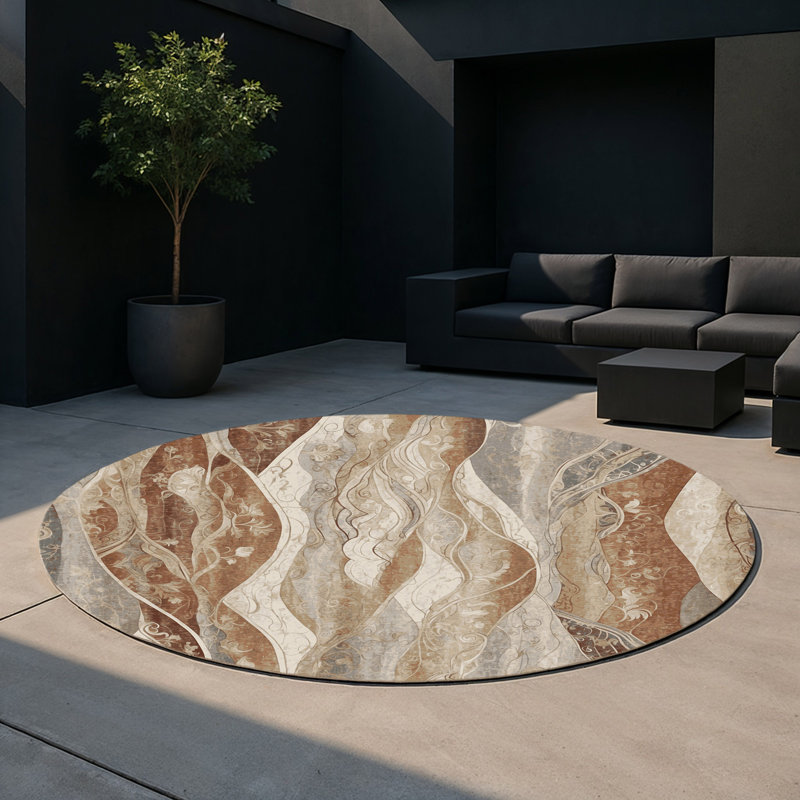 Velvet Layers Indoor And Outdoor Area Rug, Round 5'