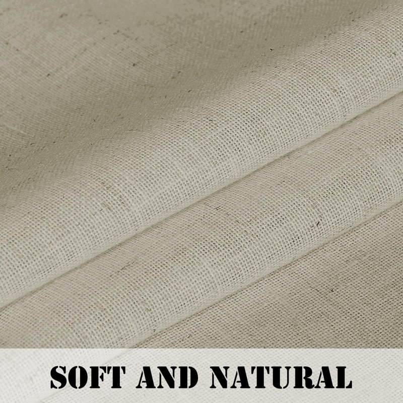 Linen Grommet Curtains for Living Room 2 Panel Drape Semi Sheer Neutral Country Rustic Farmhouse Boho Curtain Bedroom Muslin Look Light Filtering