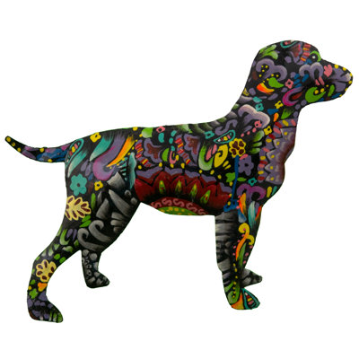 Petit chien pointu peint floral