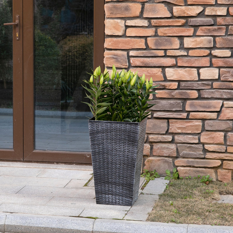 De 3 pots de fleurs hauts gris avec drainage, extérieur pour terrasse et bureau. Matériau, L 14,64 po x l 14,64 po H 24 po Patio. Polypropylène,