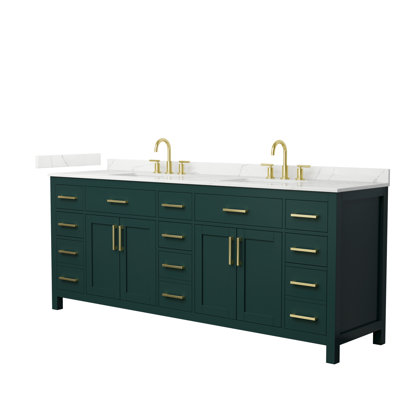 Beckett 84" Freestanding Double Bathroom Vanity with Quartz Top