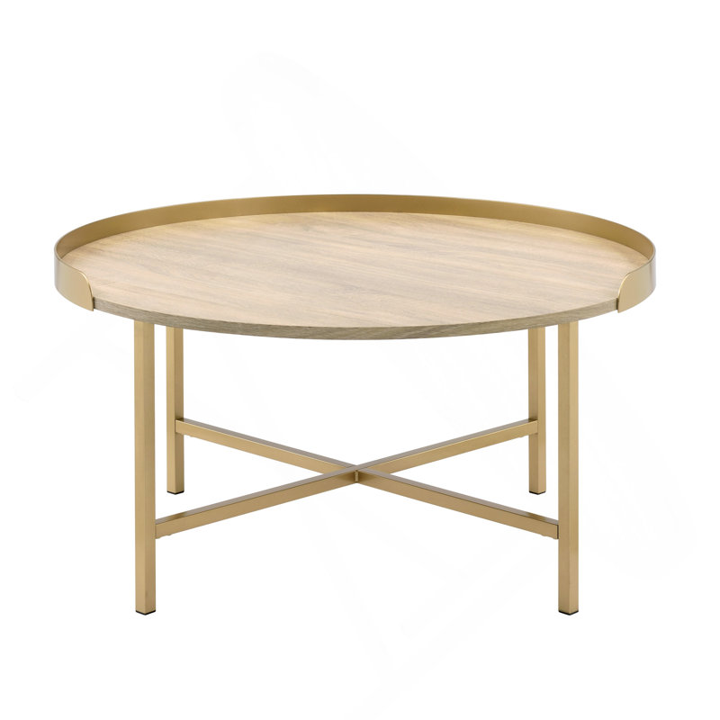 Table basse ronde moderne à finition dorée 1Pc
