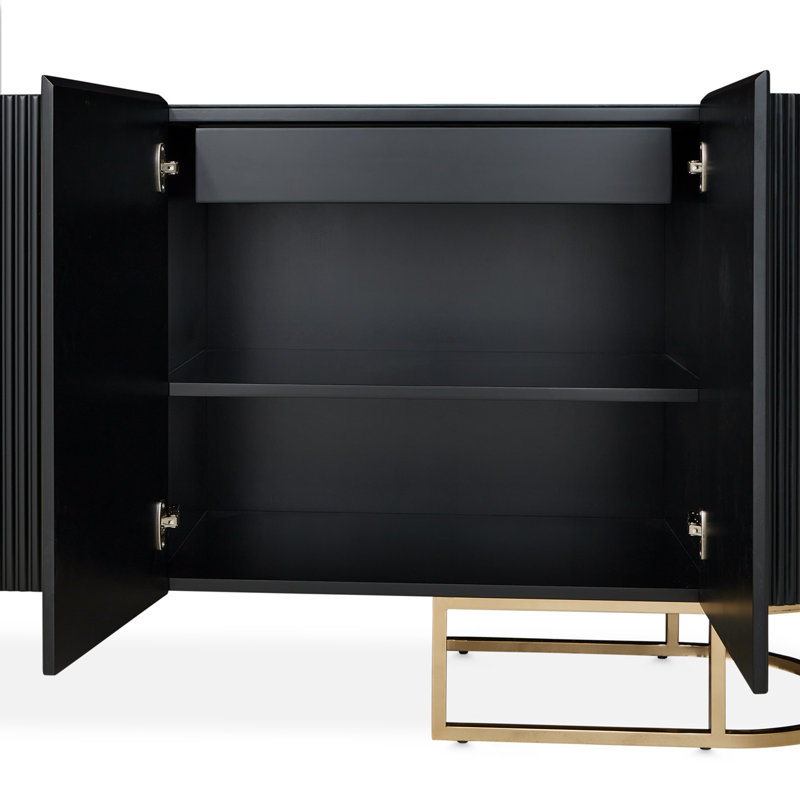 Console Lisbon Reeded - Noir mat soyeux, Noir